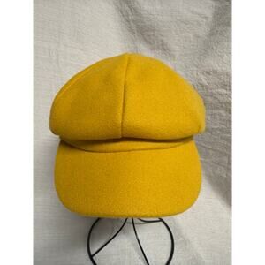 Yellow Wool Newsboy Cap Womens Baker Boy Hat Cabbie Winter One Size Adjustable